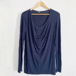 Vince. | Navy Drape Blouse